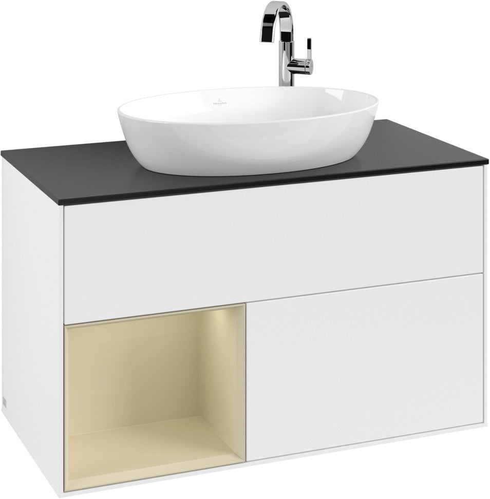 Villeroy & Boch Finion Waschbeckenunterschrank G892G 1000 mm Glossy White Lacquer mit Beleuchtung