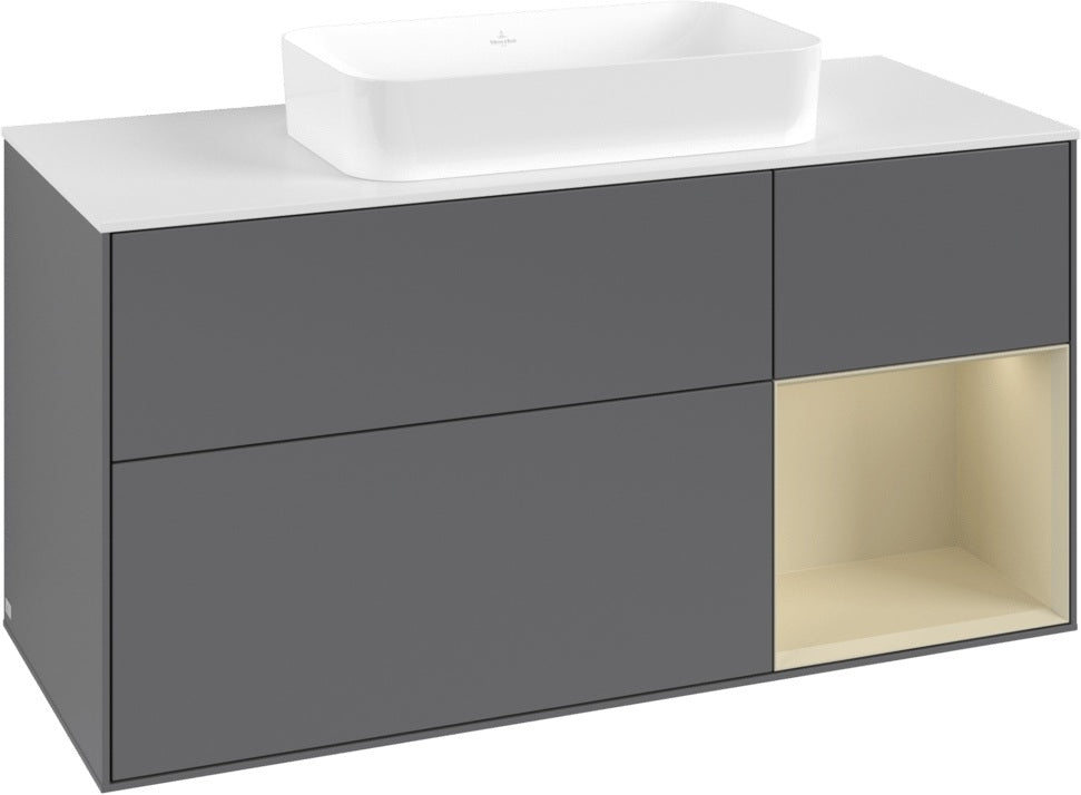 Villeroy & Boch Finion Waschtischunterschrank G711G Black Matt Lacquer 1200 mm mit Beleuchtung