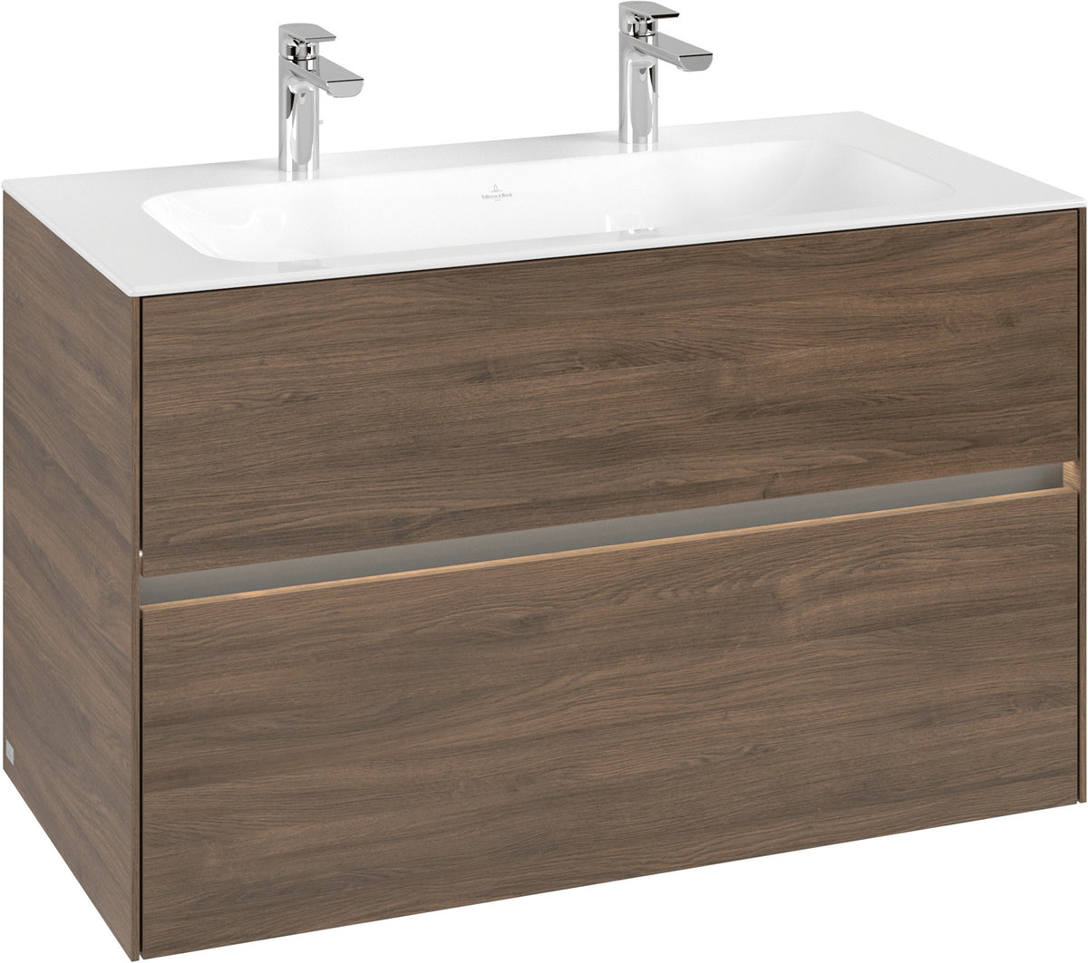 Villeroy & Boch Waschbeckenunterschrank Collaro C13900 in White Oak – 996 mm, 2 Auszüge, SoftClosing