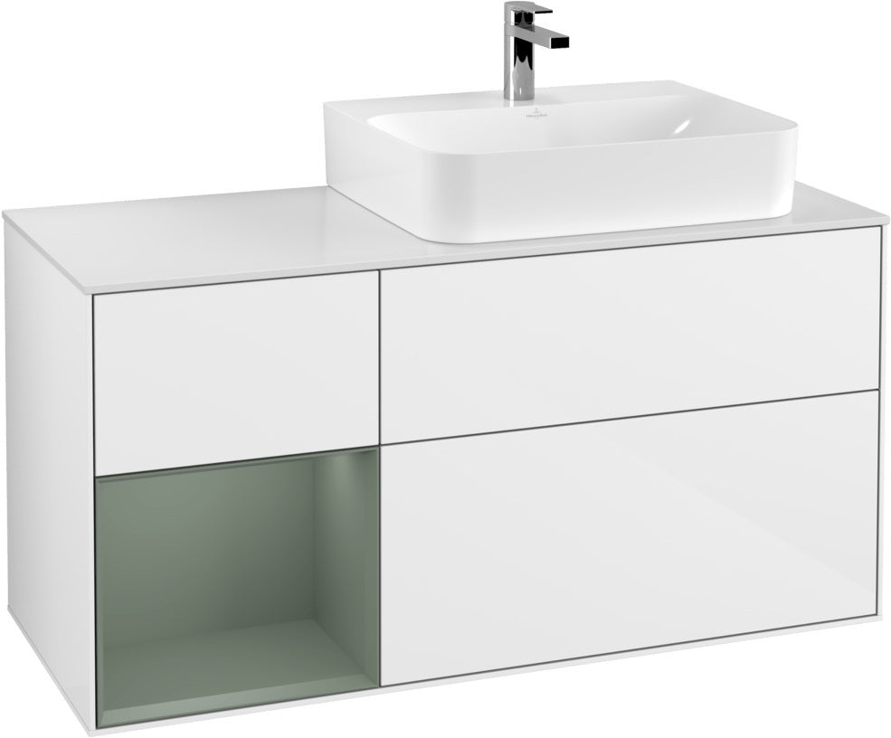 Villeroy & Boch Waschtischunterschrank Finion G141G 1200 mm Glossy White mit LED-Beleuchtung