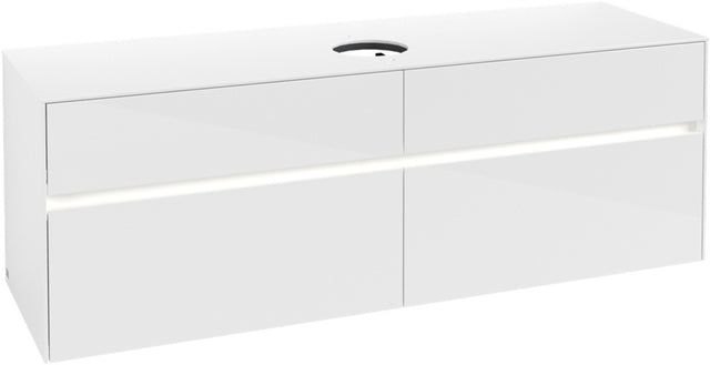 Villeroy & Boch Waschtischunterschrank Collaro C049 B0 1600 mm Glossy White mit Beleuchtung