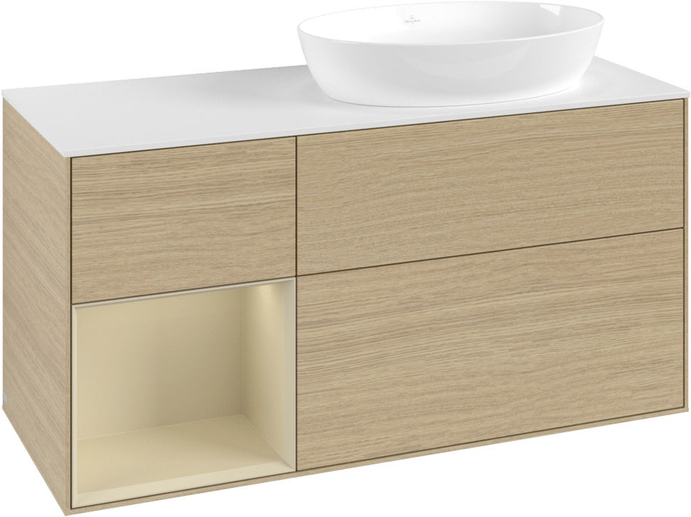 Villeroy & Boch Finion Waschtischunterschrank 1200 mm Glossy White Lacquer mit Beleuchtung