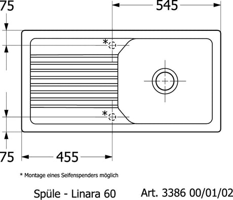 Villeroy & Boch Einbauspüle Linara 60 338600 – 1000 x 510 mm, TitanCeram, Stone CeramicPlus