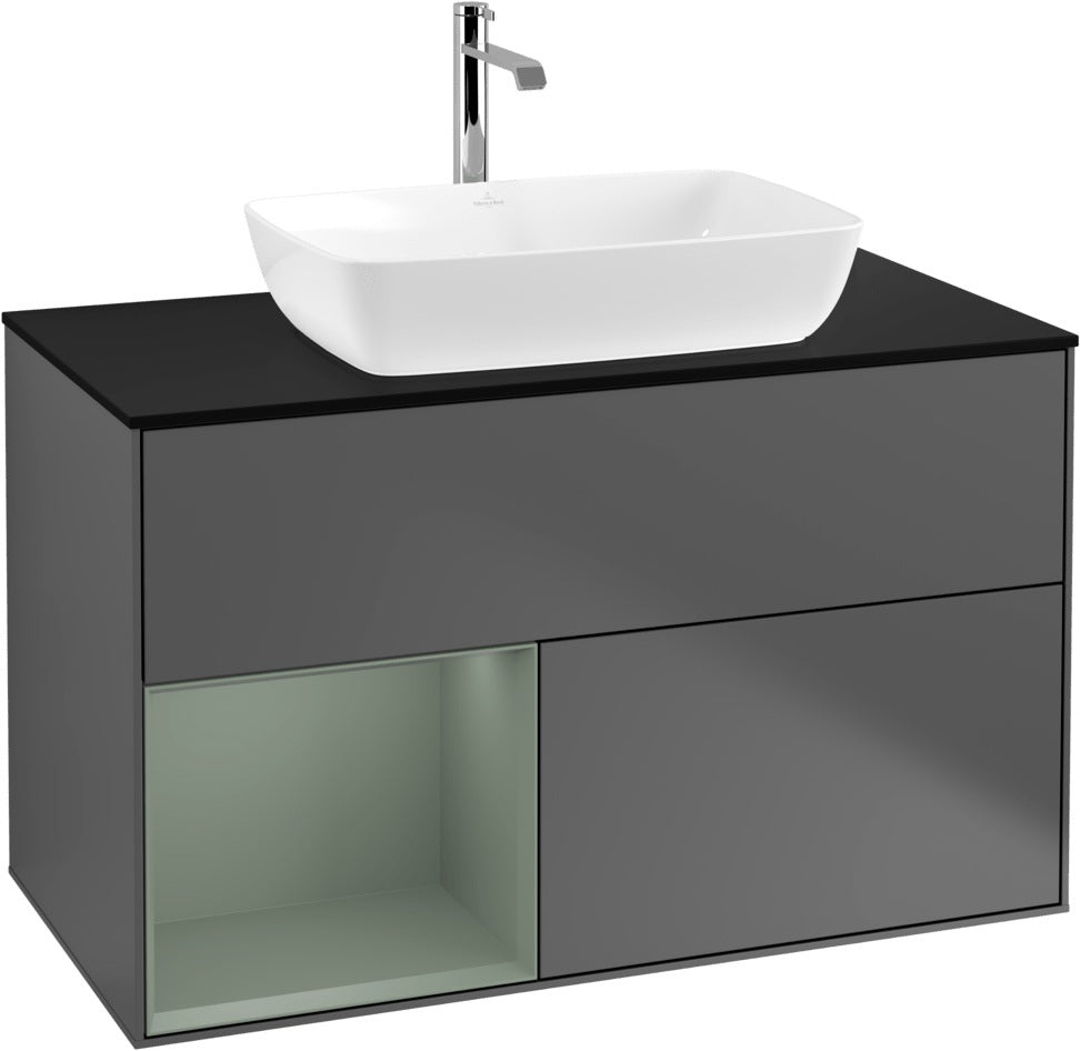 Villeroy & Boch Finion Waschbeckenunterschrank Glossy White mit Beleuchtung, 1000 mm