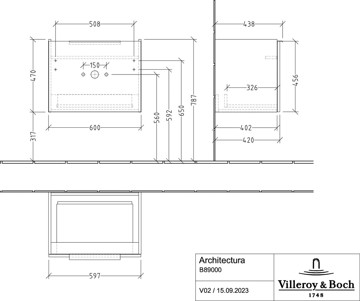 Villeroy & Boch Architectura Waschtischunterschrank 600 mm White Matt – 1 Auszug, SoftClosing