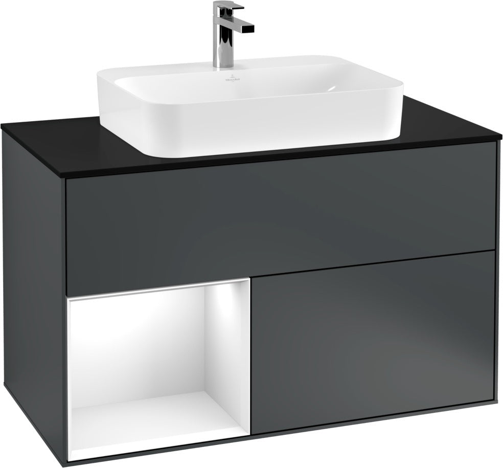 Villeroy & Boch Finion Waschtischunterschrank 1000 mm Glossy White Lacquer mit LED-Beleuchtung