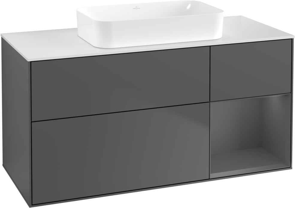 Villeroy & Boch Finion Waschtischunterschrank G711G Black Matt Lacquer 1200 mm mit Beleuchtung