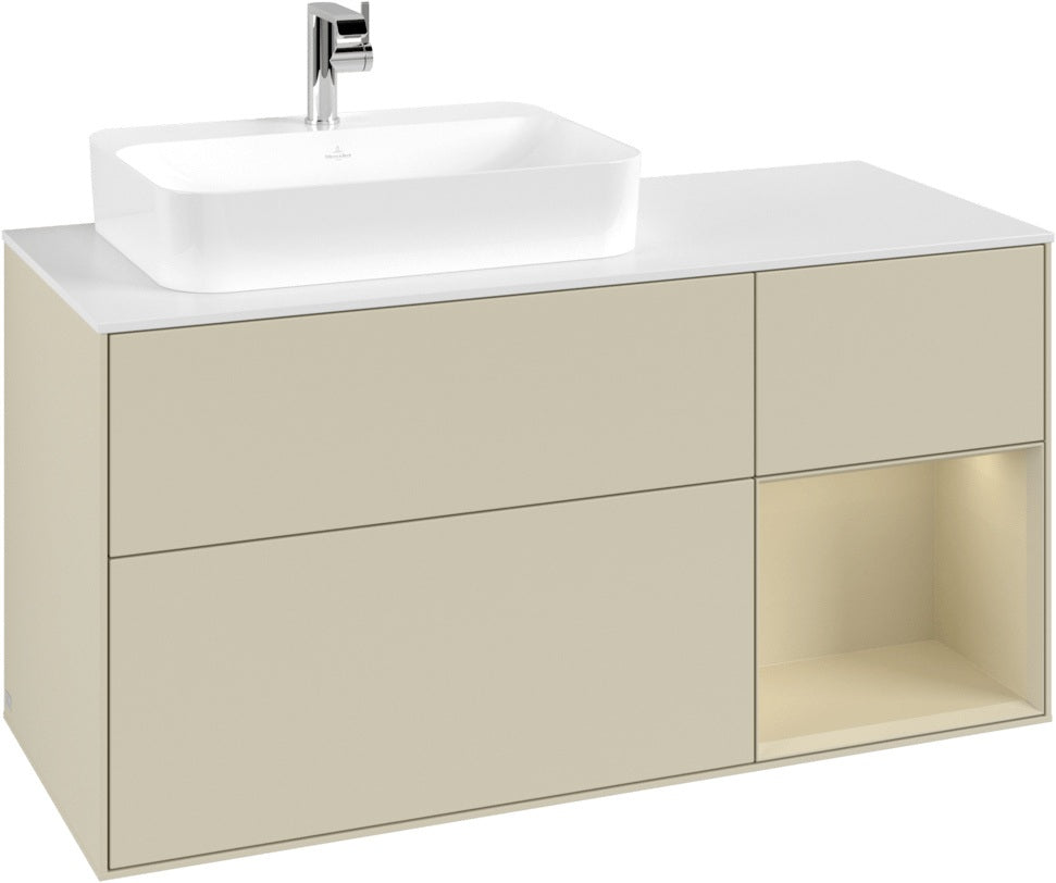 Villeroy & Boch Waschtischunterschrank Finion F401G 1200 mm Glossy White Lacquer mit Beleuchtung
