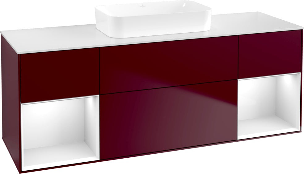 Villeroy & Boch Finion Waschtischunterschrank 1600 mm Glossy White Lacquer mit Beleuchtung