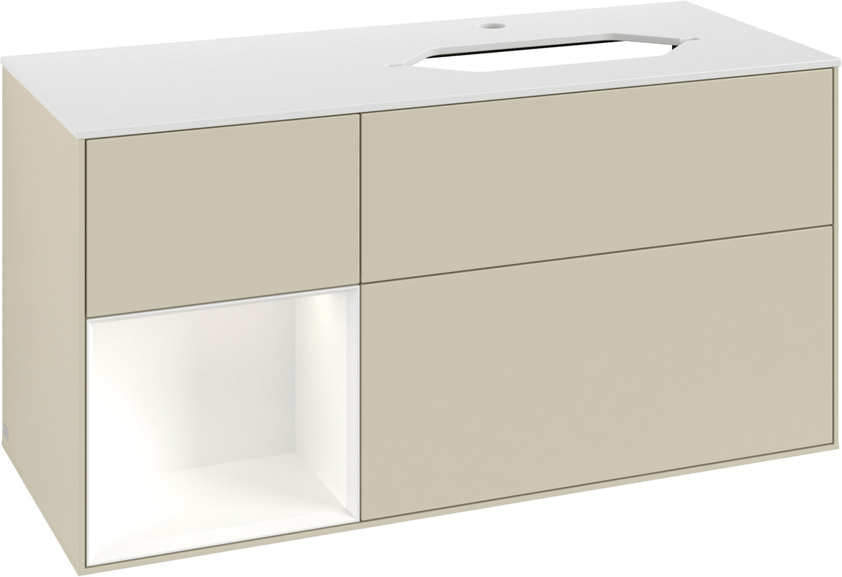 Villeroy & Boch Finion Waschtischunterschrank 1200 mm Glossy White Lacquer mit LED-Beleuchtung