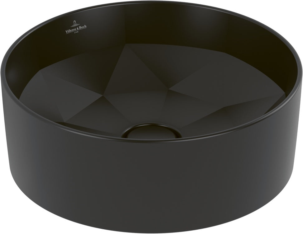 Villeroy & Boch Aufsatzwaschbecken Octagon 5A5640 Rund Pure Black CeramicPlus 418 mm
