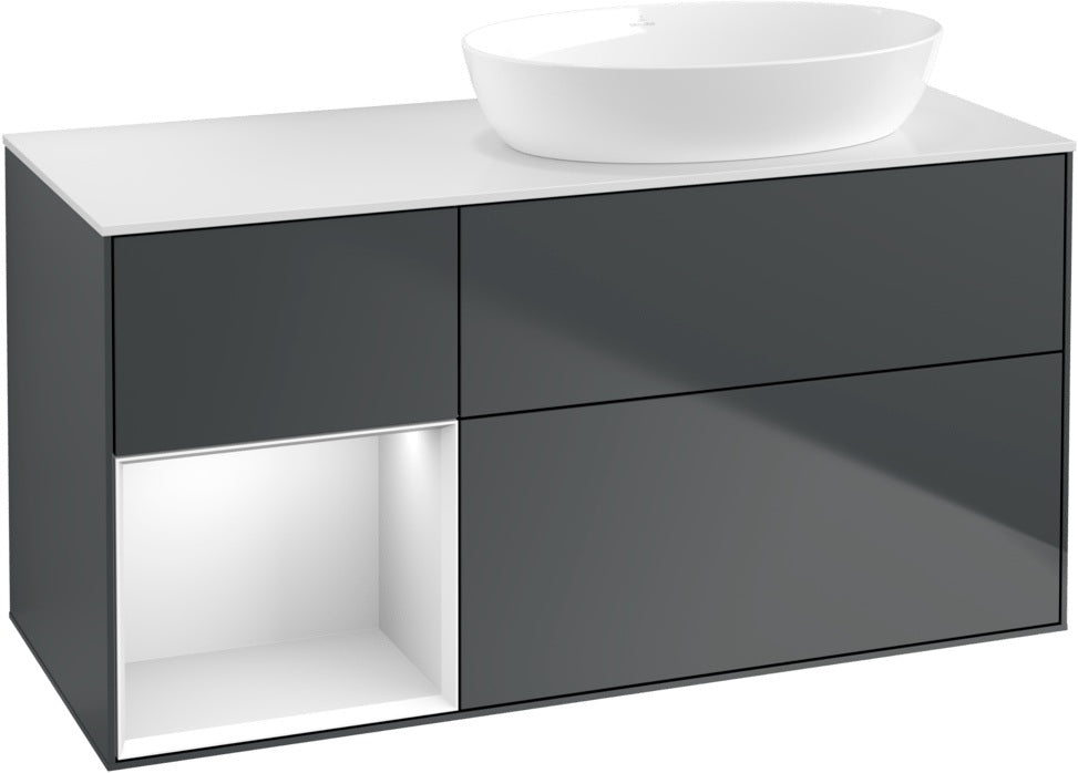 Villeroy & Boch Finion Waschtischunterschrank 1200 mm Glossy White Lacquer mit Beleuchtung