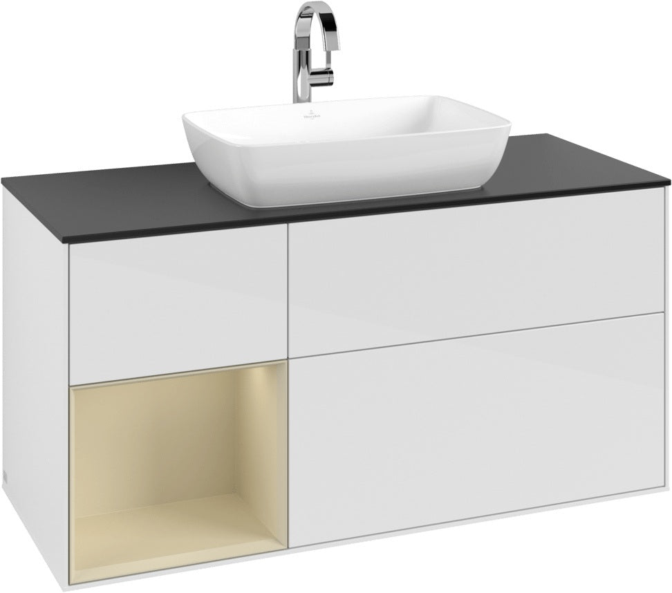 Villeroy & Boch Finion Waschtischunterschrank 1200 mm Glossy White Lacquer mit Beleuchtung