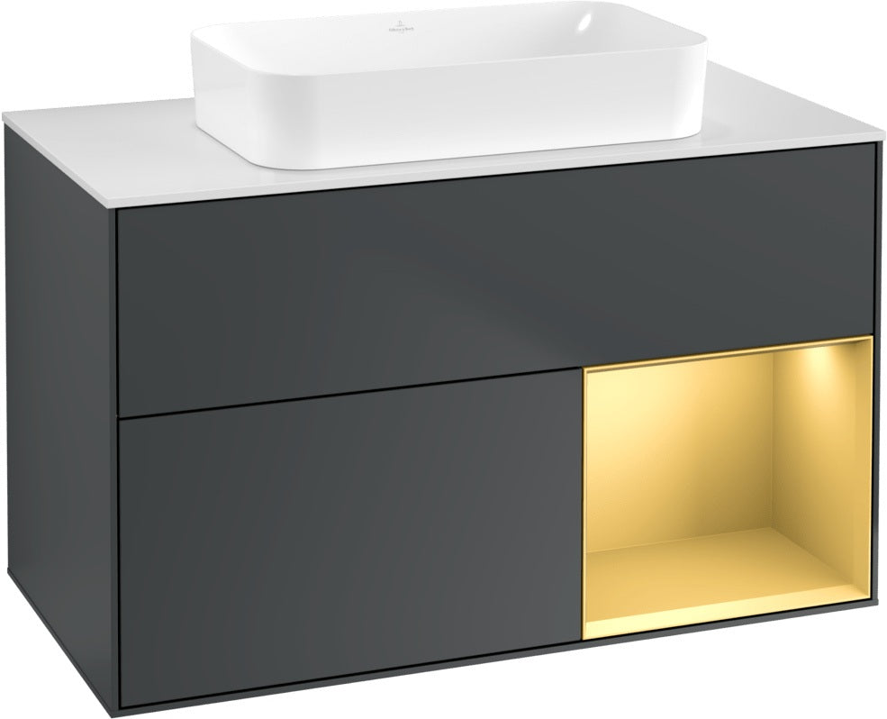 Villeroy & Boch Waschtischunterschrank Finion G661GF 1000 mm Midnight Blue Matt Lacquer mit Beleuchtung