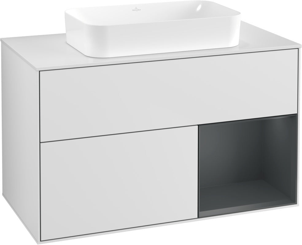 Villeroy & Boch Finion Waschtischunterschrank 1000 mm Glossy White Lacquer mit LED-Beleuchtung
