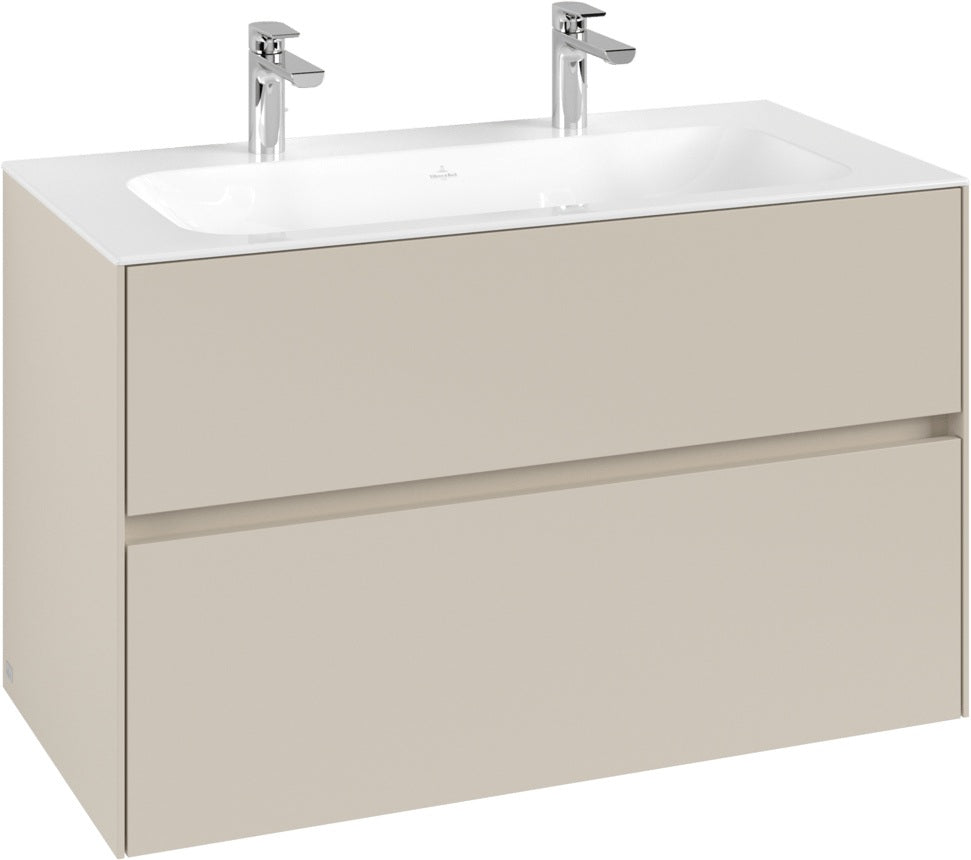 Villeroy & Boch Waschbeckenunterschrank Collaro C13900 in White Oak – 996 mm, 2 Auszüge, SoftClosing
