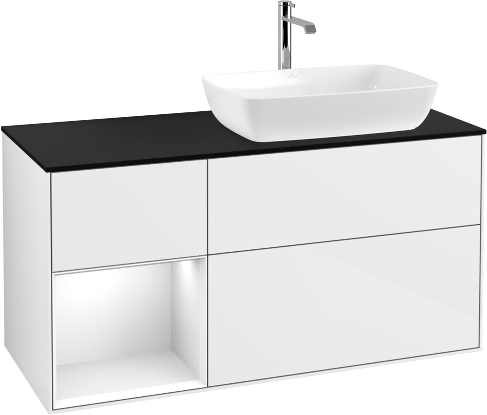 Villeroy & Boch Finion Waschtischunterschrank 1200 mm Glossy White Lacquer mit Beleuchtung