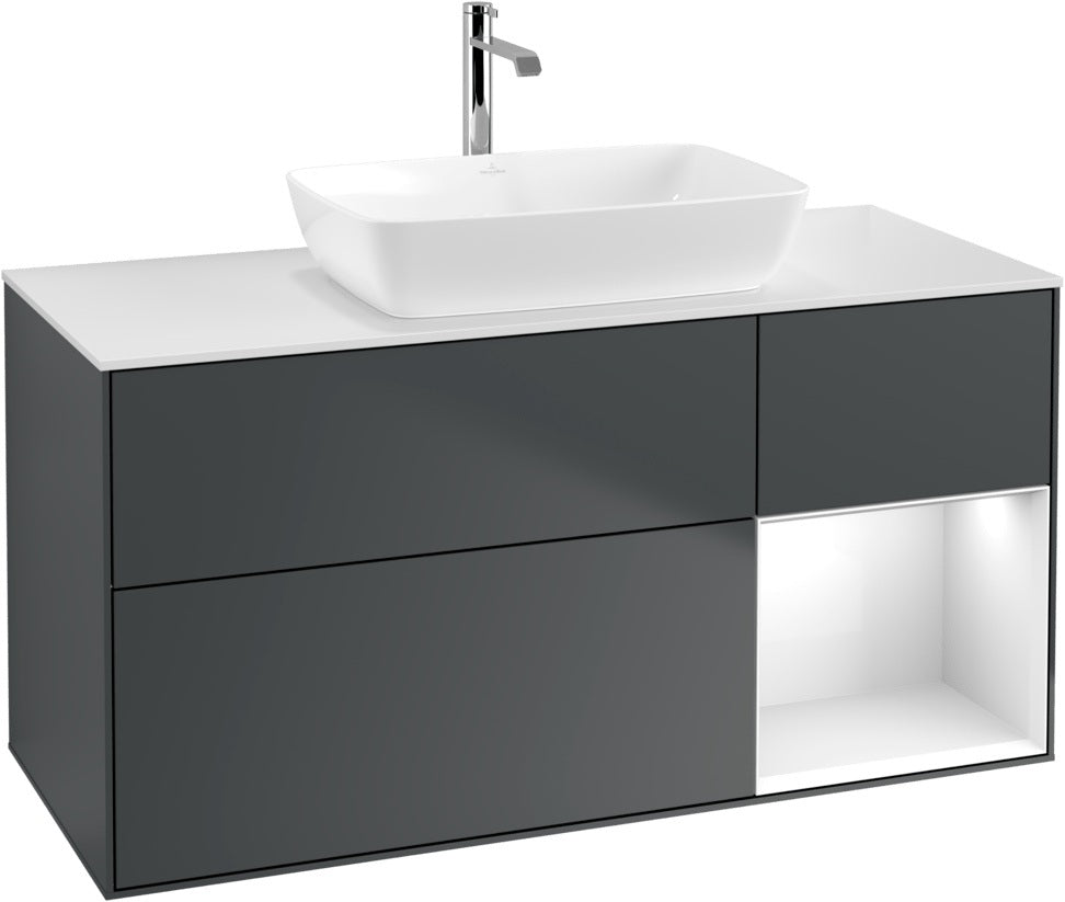 Villeroy & Boch Waschtischunterschrank Finion G831G 1200 mm Glossy White Lacquer mit Beleuchtung