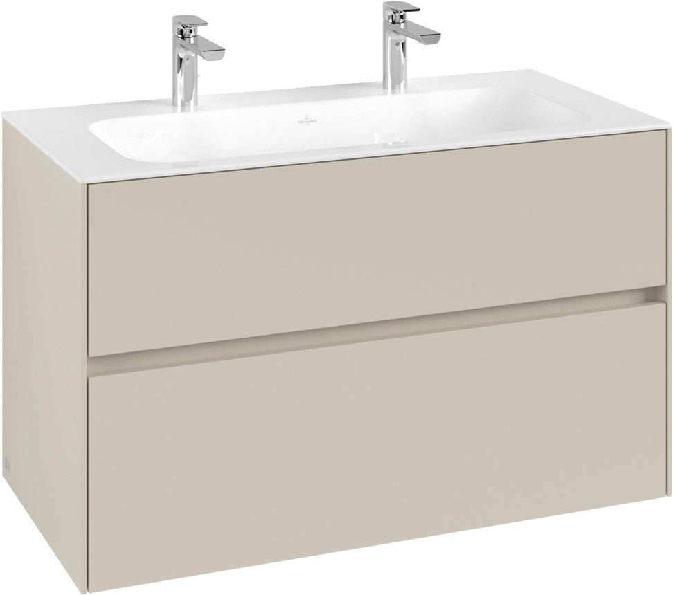 Villeroy & Boch Waschbeckenunterschrank Collaro C13900 in White Oak – 996 mm, 2 Auszüge, SoftClosing