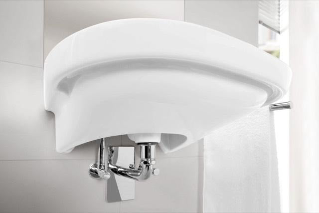 Villeroy & Boch Wandwaschbecken ViCare 411955 – 555 x 540 x 195 mm, oval, Weiß Alpin, barrierefrei, Wandmontage