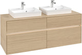 Villeroy & Boch Collaro Waschtischunterschrank 1400 mm mit LED-Beleuchtung und 4 Auszügen in Soft Grey