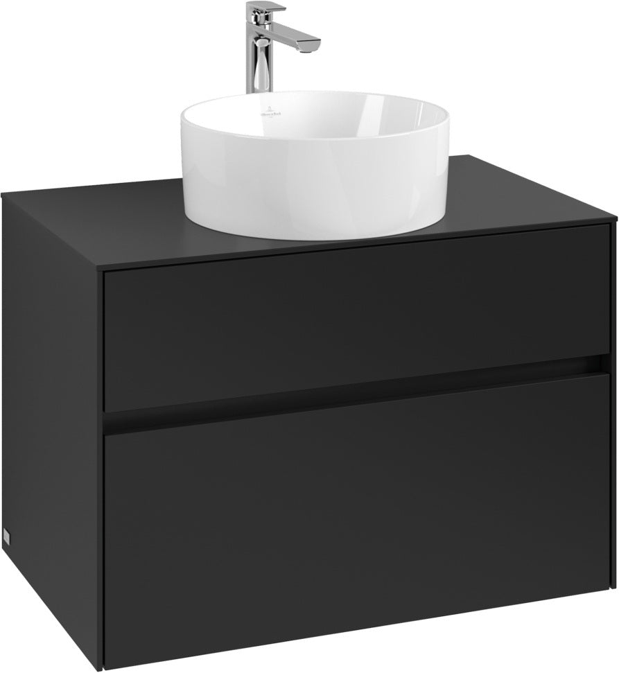 Villeroy & Boch Collaro Waschbeckenunterschrank 800 mm Volcano Black – 2 Auszüge, SoftClosing
