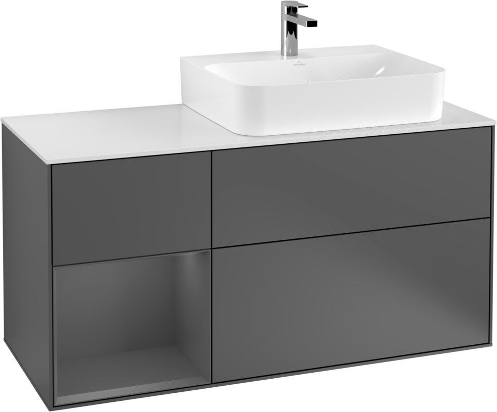 Villeroy & Boch Waschtischunterschrank Finion G141G 1200 mm Glossy White mit LED-Beleuchtung