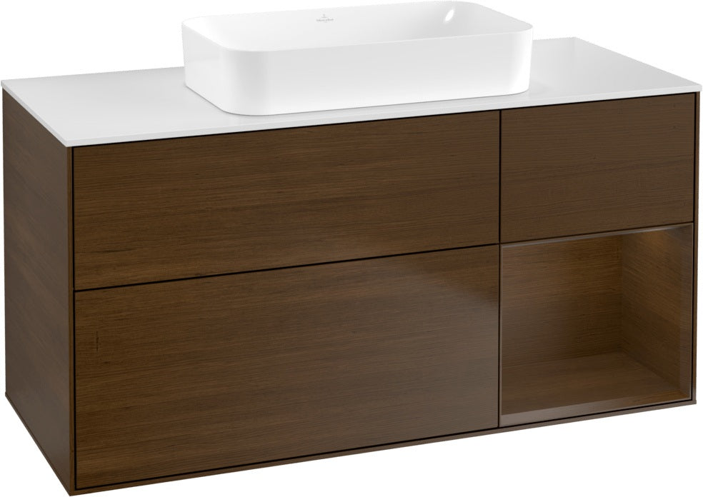 Villeroy & Boch Finion Waschtischunterschrank G711G Black Matt Lacquer 1200 mm mit Beleuchtung
