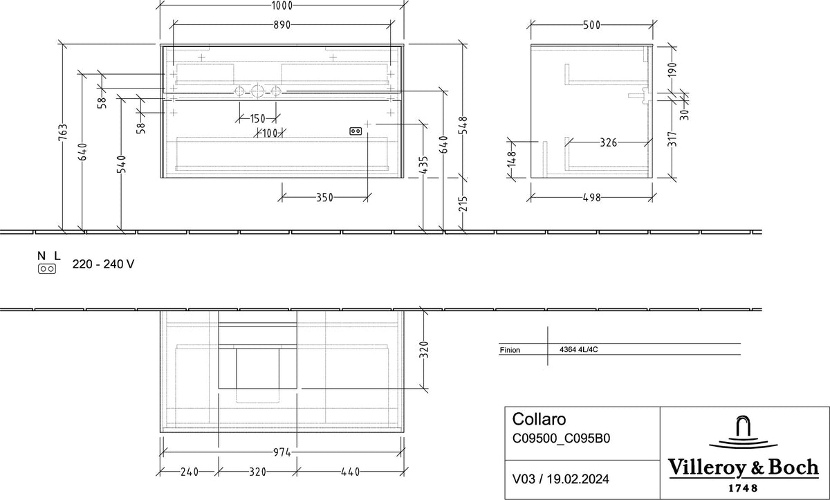 Villeroy & Boch Waschbeckenunterschrank Collaro 1000 mm Taupe – 2 Auszüge, SoftClosing, Wandmontage