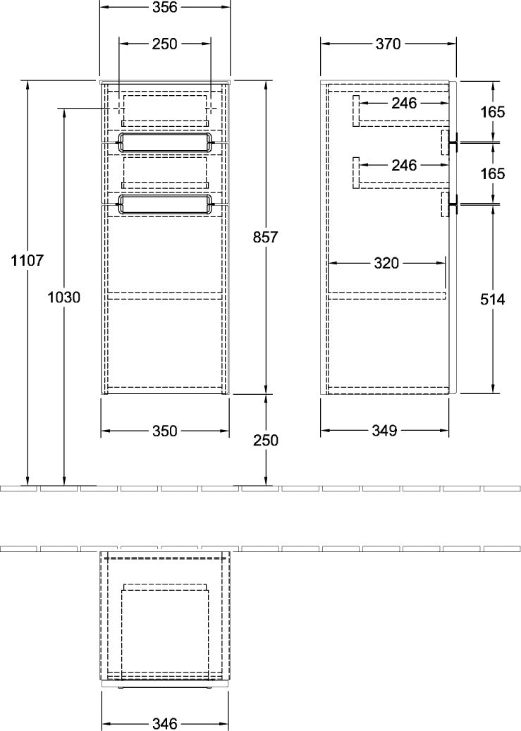 Villeroy & Boch Subway 2.0 Seitenschrank A7131R, 356 mm, White Matt, mit SoftClosing