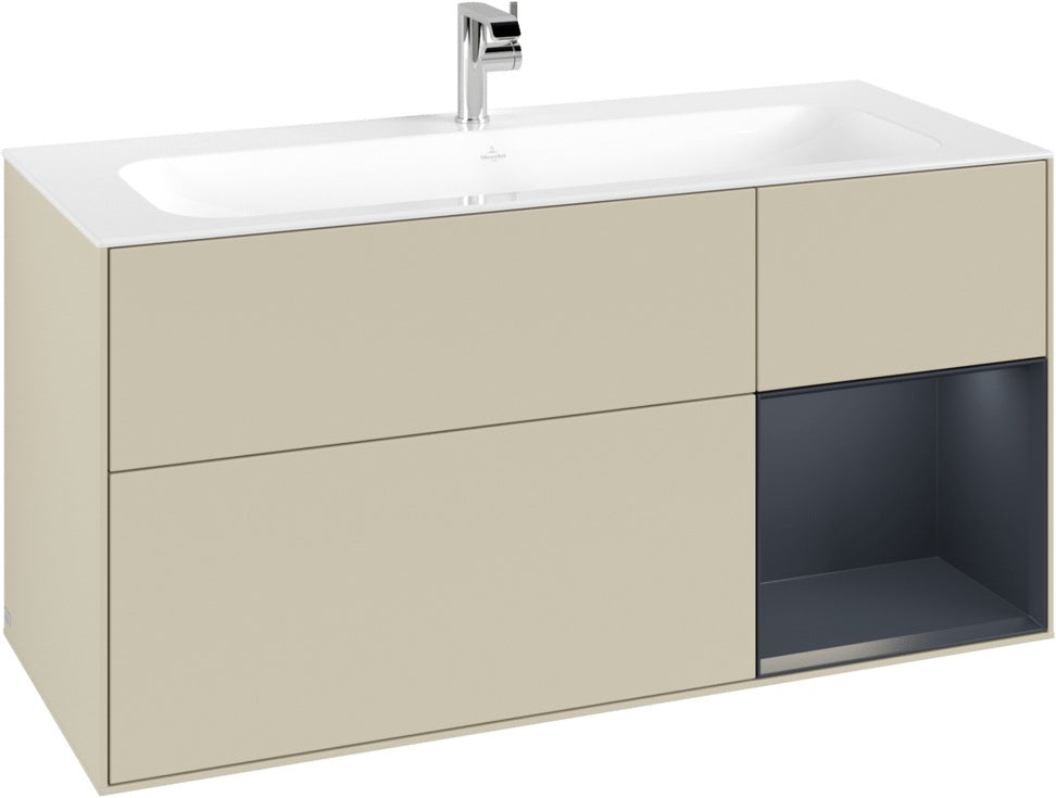 Villeroy & Boch Finion Waschbeckenunterschrank Glossy White Lacquer 1196 mm mit LED-Beleuchtung