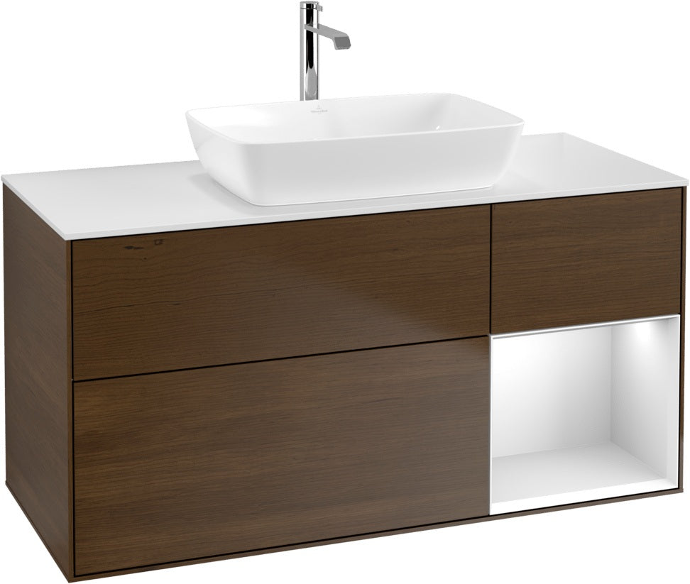 Villeroy & Boch Waschtischunterschrank Finion G831G 1200 mm Glossy White Lacquer mit Beleuchtung