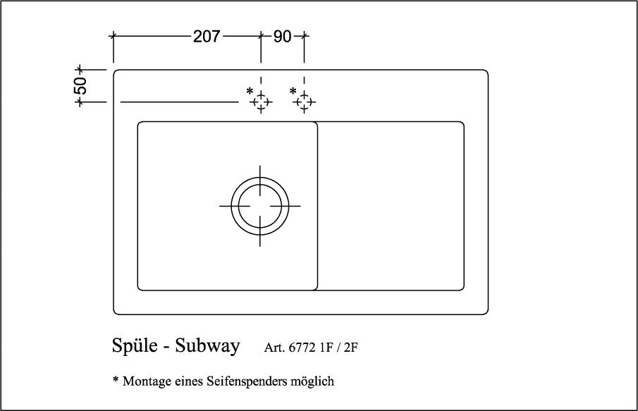 Villeroy & Boch Subway 45 flat flächenbündige Spüle 745x475 mm Ivory CeramicPlus