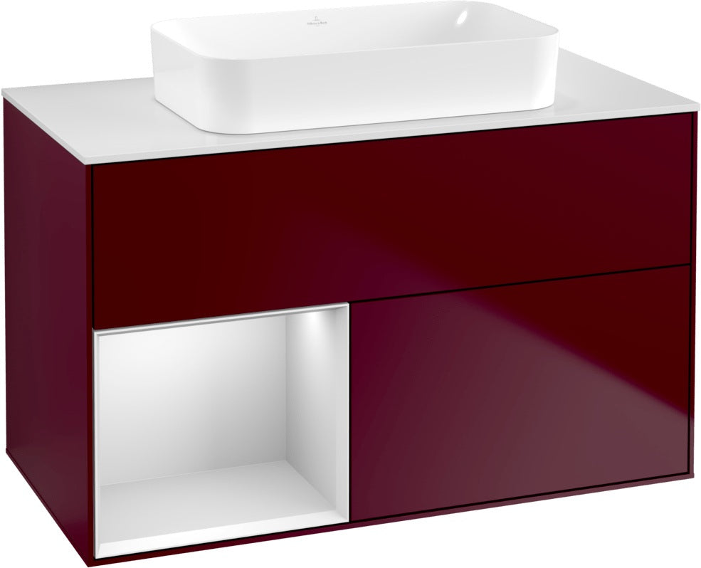Villeroy & Boch Finion Waschtischunterschrank 1000 mm Glossy White Lacquer – mit LED-Beleuchtung & SoftClosing