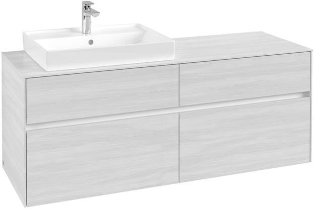 Villeroy & Boch Collaro Waschtischunterschrank 1400 mm Soft Grey mit 4 Auszügen und Becken links