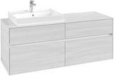 Villeroy & Boch Collaro Waschtischunterschrank 1400 mm Soft Grey mit 4 Auszügen und Becken links