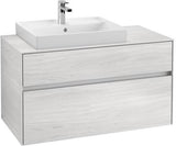 Villeroy & Boch Collaro Waschtischunterschrank 1000 mm mit LED-Beleuchtung und 2 Auszügen, White Wood