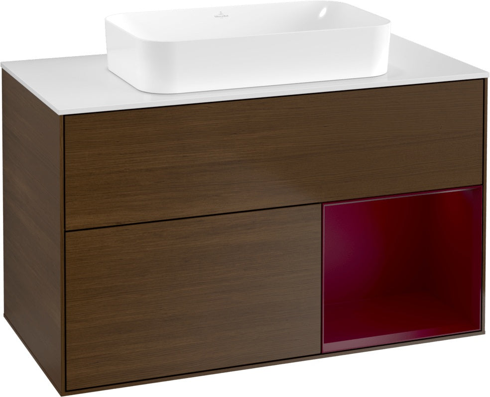 Villeroy & Boch Finion Waschtischunterschrank 1000 mm Glossy White Lacquer mit LED-Beleuchtung