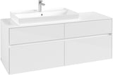Villeroy & Boch Waschtischunterschrank Collaro C089 1400 mm Glossy White mit 4 Auszügen und Becken links