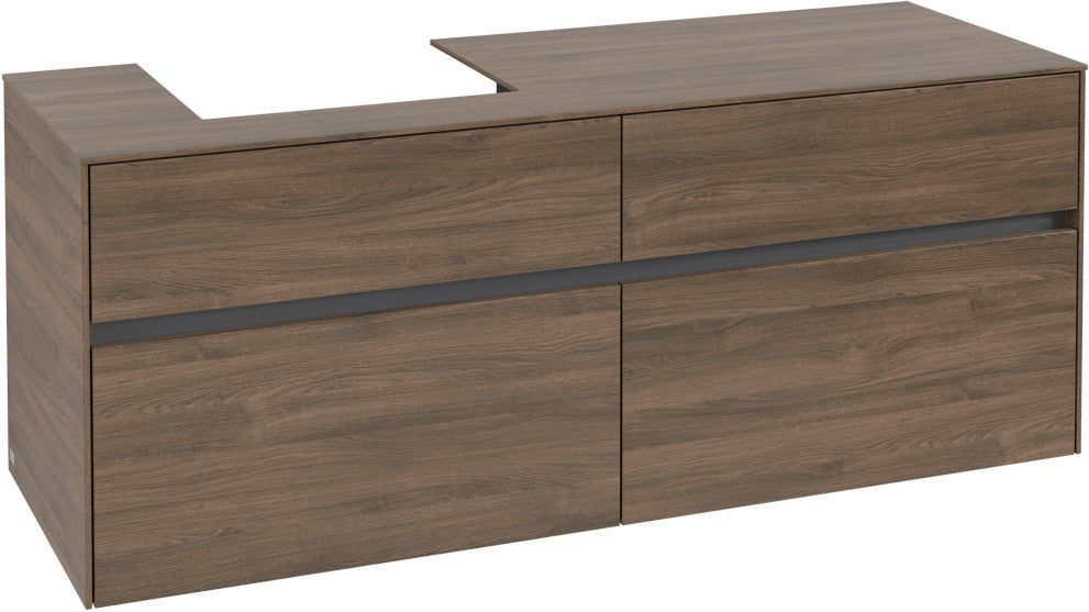 Villeroy & Boch Waschtischunterschrank Collaro C074 Arizona Oak 1400 mm – 4 Auszüge, Becken links