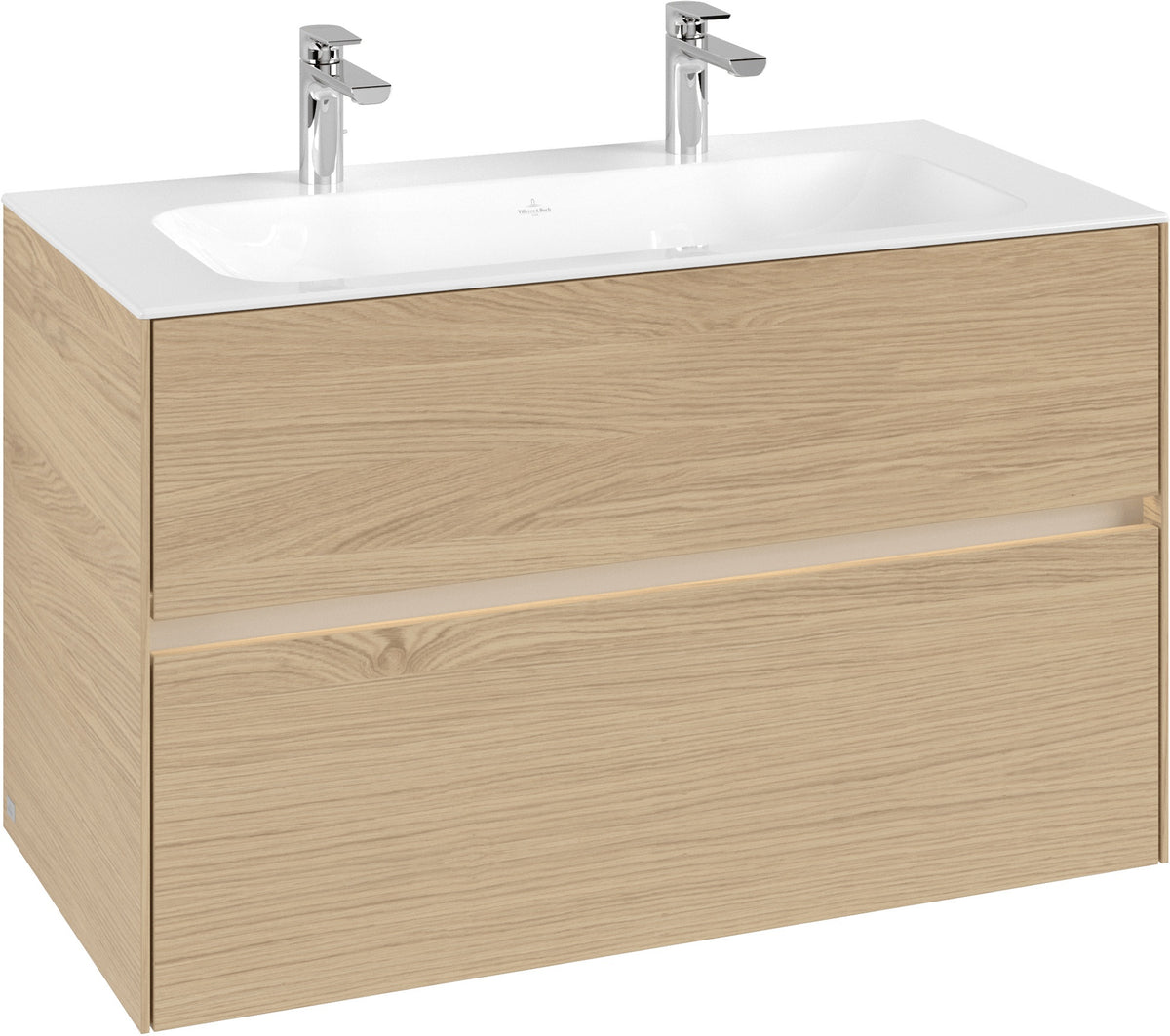 Villeroy & Boch Waschbeckenunterschrank Collaro C13900 in White Oak – 996 mm, 2 Auszüge, SoftClosing