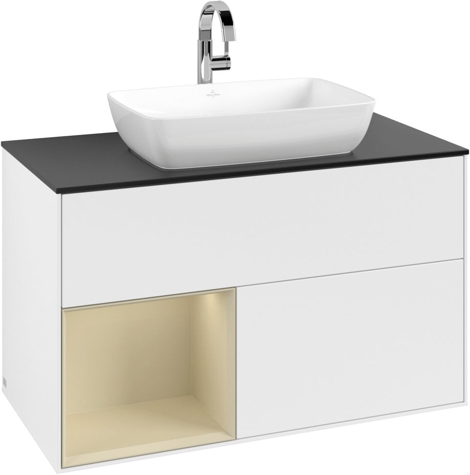 Villeroy & Boch Finion Waschbeckenunterschrank Glossy White Lacquer mit Beleuchtung 1000 mm