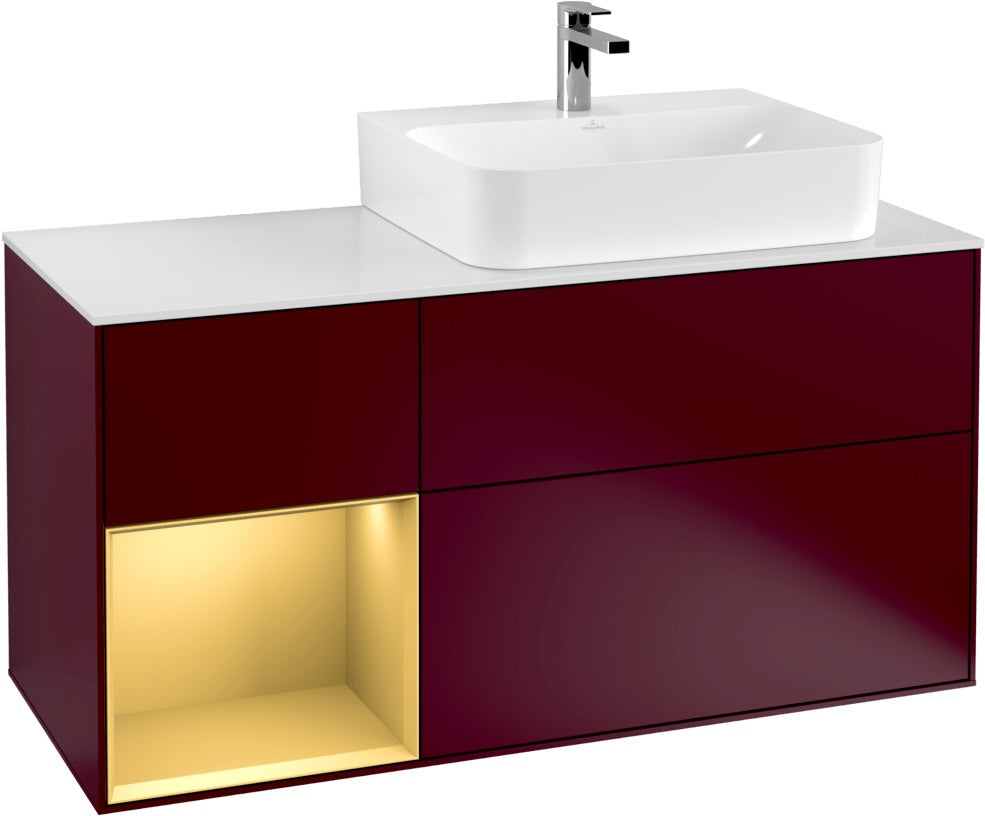 Villeroy & Boch Waschtischunterschrank Finion G141G 1200 mm Glossy White mit LED-Beleuchtung