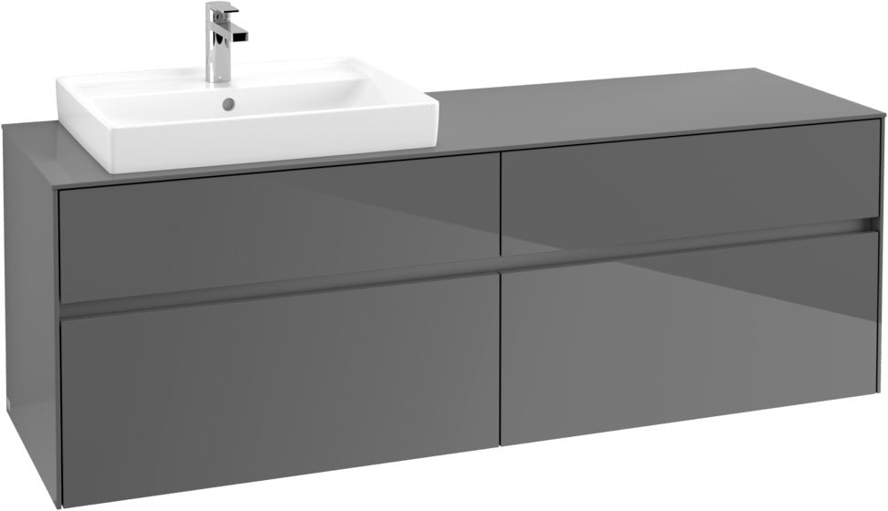 Villeroy & Boch Waschtischunterschrank Collaro C022 B0 1600 mm Glossy Grey mit LED-Beleuchtung