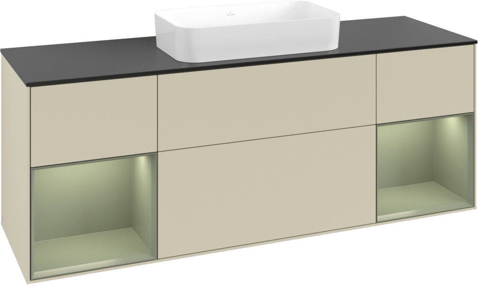Villeroy & Boch Finion Waschbeckenunterschrank 1600 mm Glossy White Lacquer mit Beleuchtung
