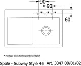 Villeroy & Boch Subway Style 45 Einbauspüle 780x510mm Rechteck Stone CeramicPlus