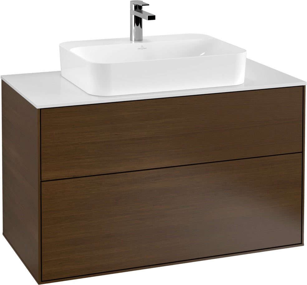 Villeroy & Boch Finion Waschbeckenunterschrank 1000 mm Glossy White mit LED-Beleuchtung