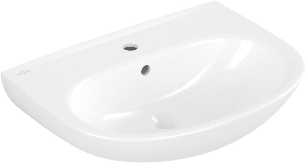 Villeroy & Boch O.novo Wandwaschbecken 600x460 mm Weiß Alpin – Ovale Form, 1 Hahnloch