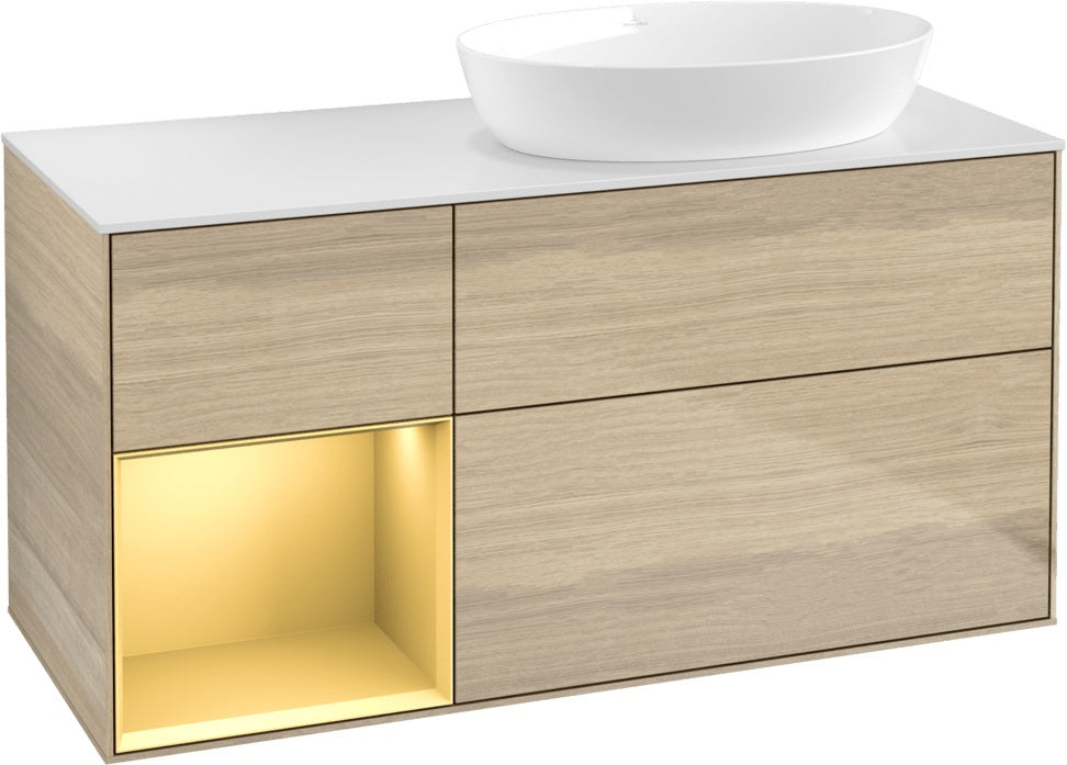Villeroy & Boch Finion Waschtischunterschrank 1200 mm Glossy White Lacquer mit Beleuchtung