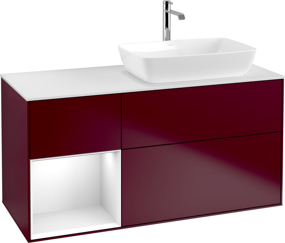 Villeroy & Boch Finion Waschbeckenunterschrank 1200 mm Glossy White Lacquer mit Beleuchtung